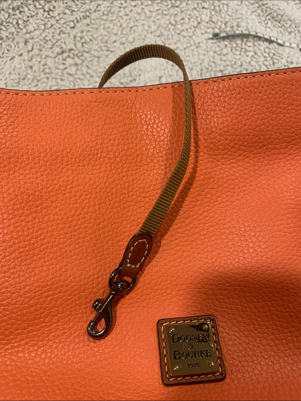 Dooney & Bourke Bright Coral Pebbled Leather Bucket Shoulder Bag - Picture 9 of 10
